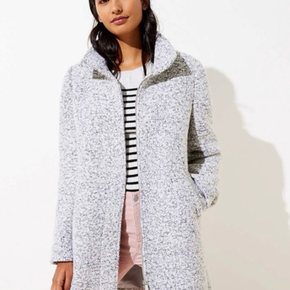 LOFT Women's Light Gray Pea Coat